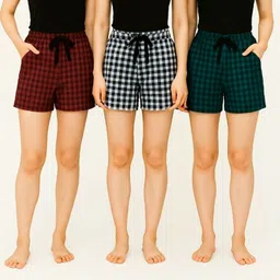 chauhan fashions Pack of 3 Checkered Women Boxer-picture-27