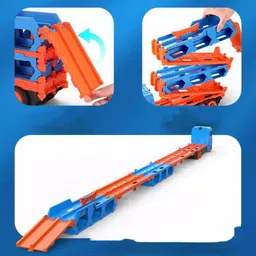 deco Car Carrier Truck with 6 Pull Back Cars image 4