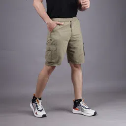 maruti enterprise Solid Men Beige Cargo Shorts image 3