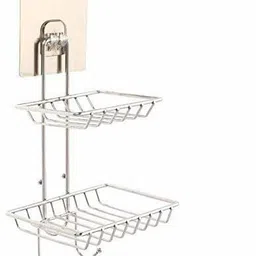 empire corporation Wall Mounted Double Layer soap Dish Holder Stainless Steel Wall Hanging Soap Storage Rack for Kitchen Bathroom-with Self Adhesive Magic Sticker-picture-25