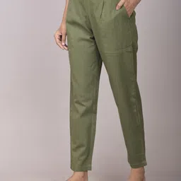 jeporekurti Women Regular Fit Green Cotton Blend Trousers-picture-15