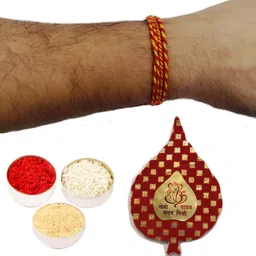 Thread BHAI DOOJ - Thread & Tikka Packet Mauli Thread Chawal Roli Pack Set-image-22