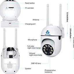 Grousale 3MP Full HD WiFi Smart Camera | 360° PTZ | Color Night Vision Security Camera image 3