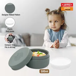 jaypee Stainless Steel Mini Max Hot & Cold PU Insulated Plastic Lunch Box Green 500 ml 1 Containers Lunch Box image 2