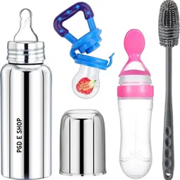 pgd Baby Comprehensive Combo Set Feeding Bottle, Fruit & Food Feeder, Cleaning Brush - 300 ml-picture-20