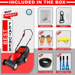 dvi 1200W Electric Lawn Mower 12 Inch Blade with 35L Grass Catcher Box for Garden with 3-Height Position | 3000 RPM Cutting Speed with 1.6 HP Motor AC Adapter Push Lawn Mower image 5