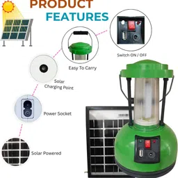 jilani Rechargeable Solar LED Lantern 6 hrs Lantern Emergency Light Green Plastic Hanging Lantern image 4
