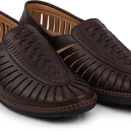 fausto Laser Cut Stiched Design Fashion Party Ethnic Wedding Slip On Comfort Jutis and Mojaris For Men image 2