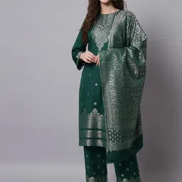 houseofcommon Unstitched Wool Kurta & Palazzo Material Self Design-picture-10