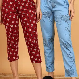 vahson Pack of 2 Pure Cotton Printed Lounge Pants Combo of 2 Women Pyjama-picture-10