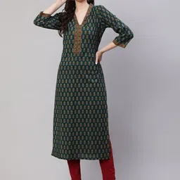 jagra Women Printed Viscose Rayon Straight Kurta image 1