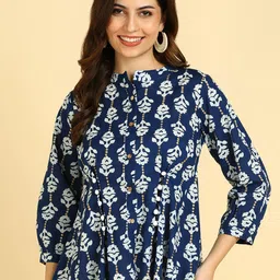 maaesa Women Regular Fit Printed Mandarin Collar Casual Shirt-picture-35
