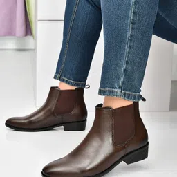 n n creaction Casual Leather Chelsea Zip Elastic Boots For Men image 4