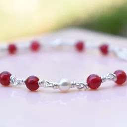shritha Silver Pearl, Ruby Bracelet image 3