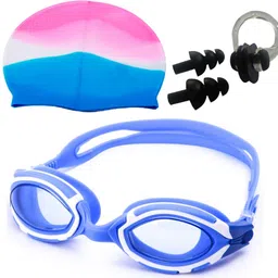 novicz Swimming Goggle + Cap + Ear Nose Plug Combo - Swim Glass Head Hair Protection Swimming Kit-picture-14