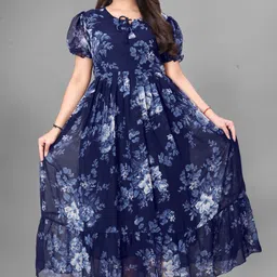 maruti nandan impex Women Fit and Flare Multicolor Maxi/Full Length Dress-picture-28