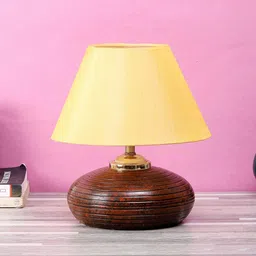 foziq Brown Terracotta & Cotton Yellow Colour Table Lamp image 2