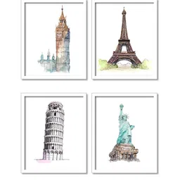 art street Gothic Blue Engineered Wood Framed Art Print Set of 4 image 2