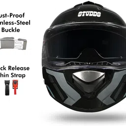 studds Drifter R1 ISI & DOT Certified Full Face Helmet with Inner Sun Visor and Spoiler Motorbike Helmet image 4