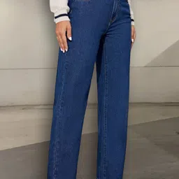 gold-d.a fashion Women Relaxed Fit Mid Rise Dark Blue Jeans image 2