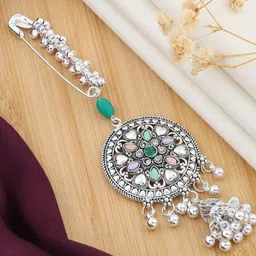 JAITU JEWELS Gleaming Grace Silver Saree Pins For Womens Wear Brooch image 2