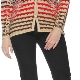 ewools Women Geometric Print High Neck Multicolor Sweater image 3