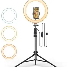 Wrapo 12" inch LED Ring Light with 7 Ft Tripod Stand Combo and Phone Holder for Tiktok YouTube Reels Photo-shoot Video Live Stream Makeup Videos vlogging Vigo Video Shooting | 3 color modes Dimmable Lighting | Recording with Mobile Phone and Camera Clip Setup Ring Flash Ring Flash-image-1