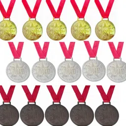 fitdex Medals for School Competition Sports Event 5-Gold 5-Bronze 5-Silver + Red Ribbon Medal-picture-26