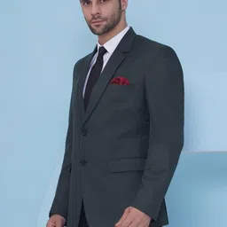 favoroski Men Solid Single Breasted Formal Blazer image 3