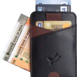 Men Casual Maroon Artificial Leather RFID Card Holder-image-0