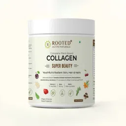 Rooted Actives Plant Based Collagen Supplement, 250 g with Tremella mushrooms, Biotin, Silica, Vit C & 17 beauty boosters. No Sugar, for Women & Men-image-16