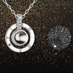 rkb sales 100 Languages I Love You Necklace/Pendant for Women and Girl Silver Crystal Silver Pendant image 1