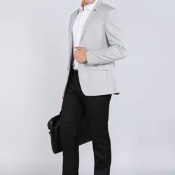 park avenue Men Self Design Single Breasted Formal Blazer image 4