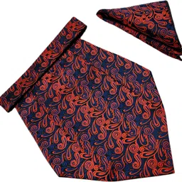VOICI Men's Paisley Red & Blue Color Pocket Square Cravat-image-10