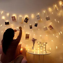 dpbrothers Solid Yellow LED Photo Clip Lights (Two Pin Plug) (Multicolor, Pack of 16) Candle image 5