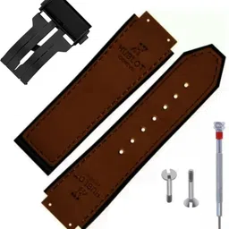 Bharasoft [HBAL]Compatible Strap for HUB-LOT Watches, With Lock & Tool 25 mm Genuine Leather Watch Strap image 1