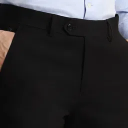 peter england Men Slim Fit Black Polyester Trousers image 4