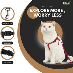 buraq Cat Harness Full Body With Leash Set - For Walking | Escape Proof Cat Buckle Harness image 2