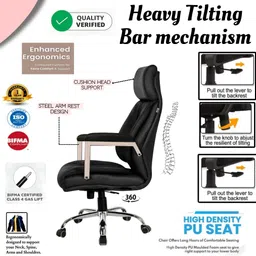 aashra enterprises E.A super S-81 High Back Made With 1st Grade High Density Foam Quality Leatherette Office Executive Chair image 2