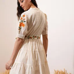 vishudh Women Drop Waist Yellow Above Knee/Mid Thigh Length Dress image 2