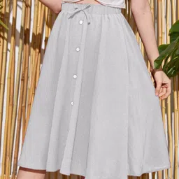 areca designer Women Solid Flared Grey Skirt-picture-17