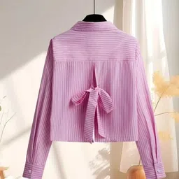 hug nation Women Regular Fit Striped Casual Shirt image 4