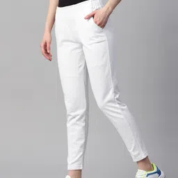 laabha Women Solid White Track Pants image 3