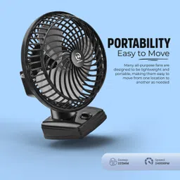 harman industries 9 inch all purpose table fan with high speed motor (black) 225 3 Blade Table Fan image 3