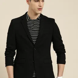 Men Self Design Single Breasted Formal Blazer-image-49