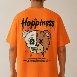 madilyn Men Printed Round Neck Polycotton Orange T-Shirt-picture-21