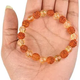 gemvastu Crystal, Rudraksha, Citrine Beads Charm Bracelet image 2