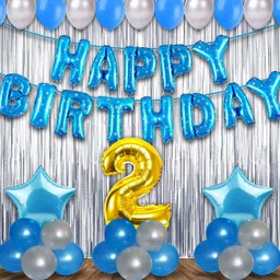best wishes This premium quality 2nd birthday Decoration Items Blue For Boys - 56Pcs-picture-31
