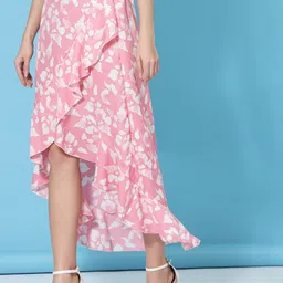 oomph! Women Floral Print Flared Pink Skirt image 3
