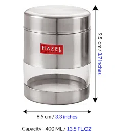 hazel Silver Stainless Steel 400 ml Glossy See Through Storage Container (Set of 6 ) image 2